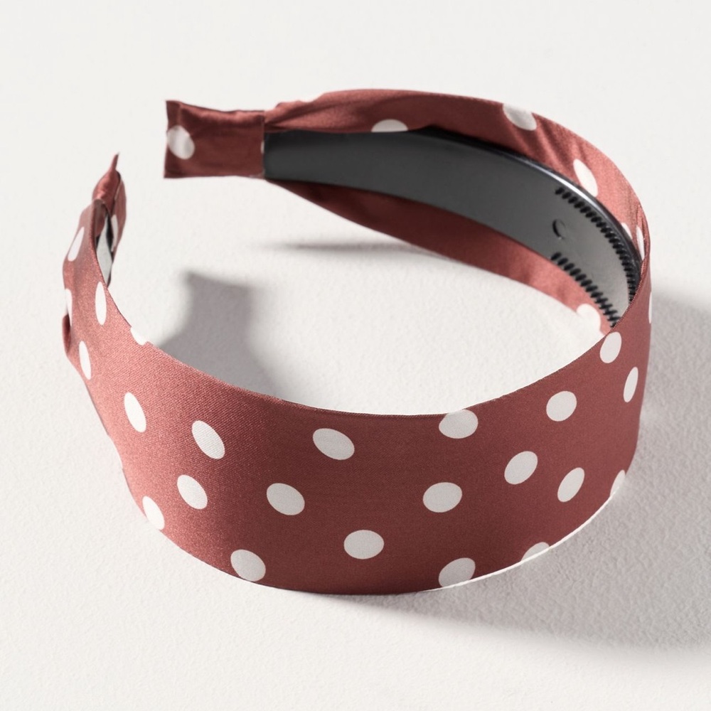 Anthropologie Rust Polka Dot Wide Headband
